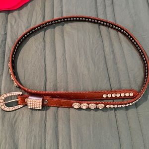 Womens rhinestone leather belt size M/L